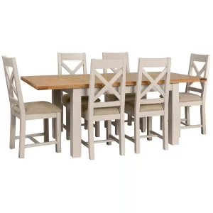 Maiden Oak Extending Table and x6 Cross Back Chairs Set
