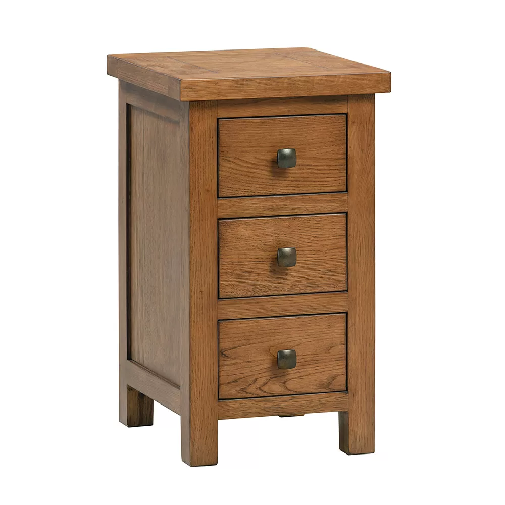 Maiden Oak Rustic Compact 3 Drawer Bedside