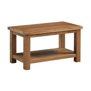 Maiden Oak Rustic Small Coffee Table with Shelf