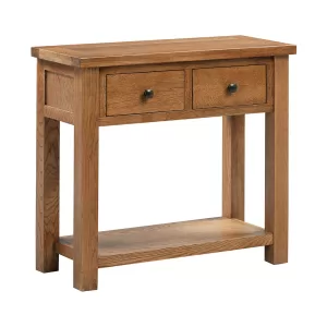 Maiden Oak Rustic Console Table with 2 Drawers