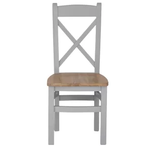 Eddington Grey Cross Back Chair Wooden Seat