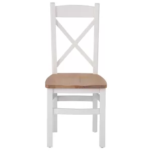Eddington White Cross Back Chair Wooden Seat