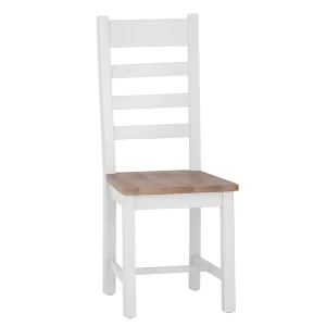 Eddington White Ladder Back Chair Wooden Seat