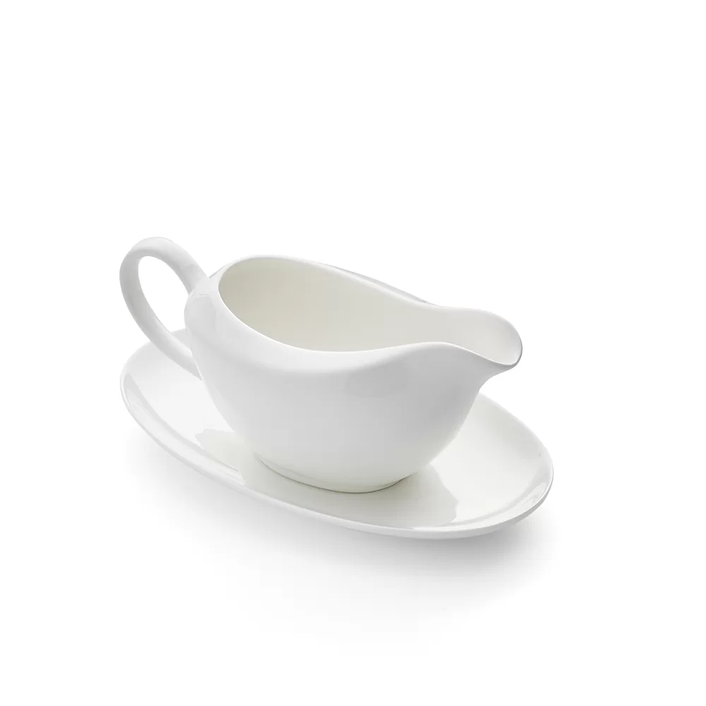 Royal Worcester Serendipity White Gravy Boat and Stand