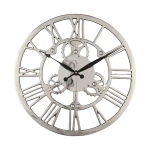 Nickel Cog Design Round Wall Clock