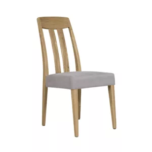 Millie Oak Slat Back Dining Chair - Grey Seat
