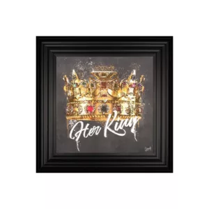 Crown for Her King Wall Art - 55 x 55 ( Matt Black Frame)