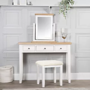 Eddington White Dressing Table, Mirror and Stool Set