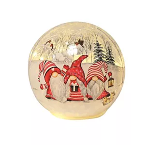 Christmas LED Light Up Crackle Glass Ball Winter Gonks Design 15cm