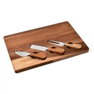 Simply Home Acacia Cheese Serving Set with 3 Knives