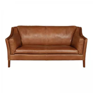 Madison Compact Leather 2 Seater Sofa - Tan