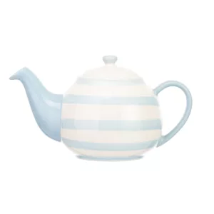 Wide Horizontal Stripe 2 Cup Blue Teapot
