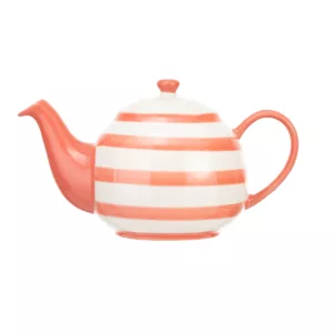 Wide Horizontal Stripe 2 Cup Red Teapot