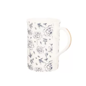 Fluted Floral Mug Navy /White