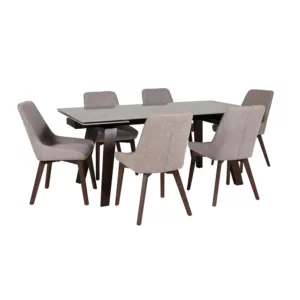 Alexis Extending Table and 6 Latte Chairs Set