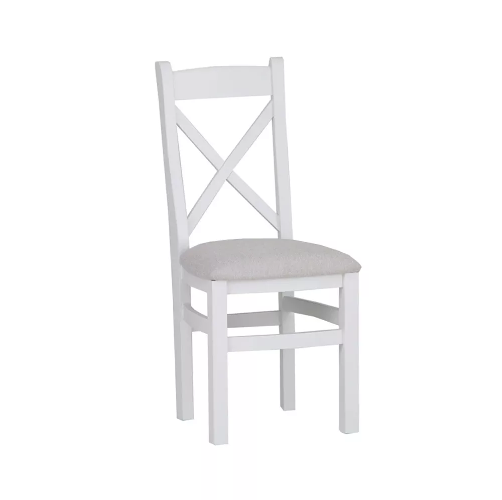 Eddington White Cross Back Chair Fabric Seat