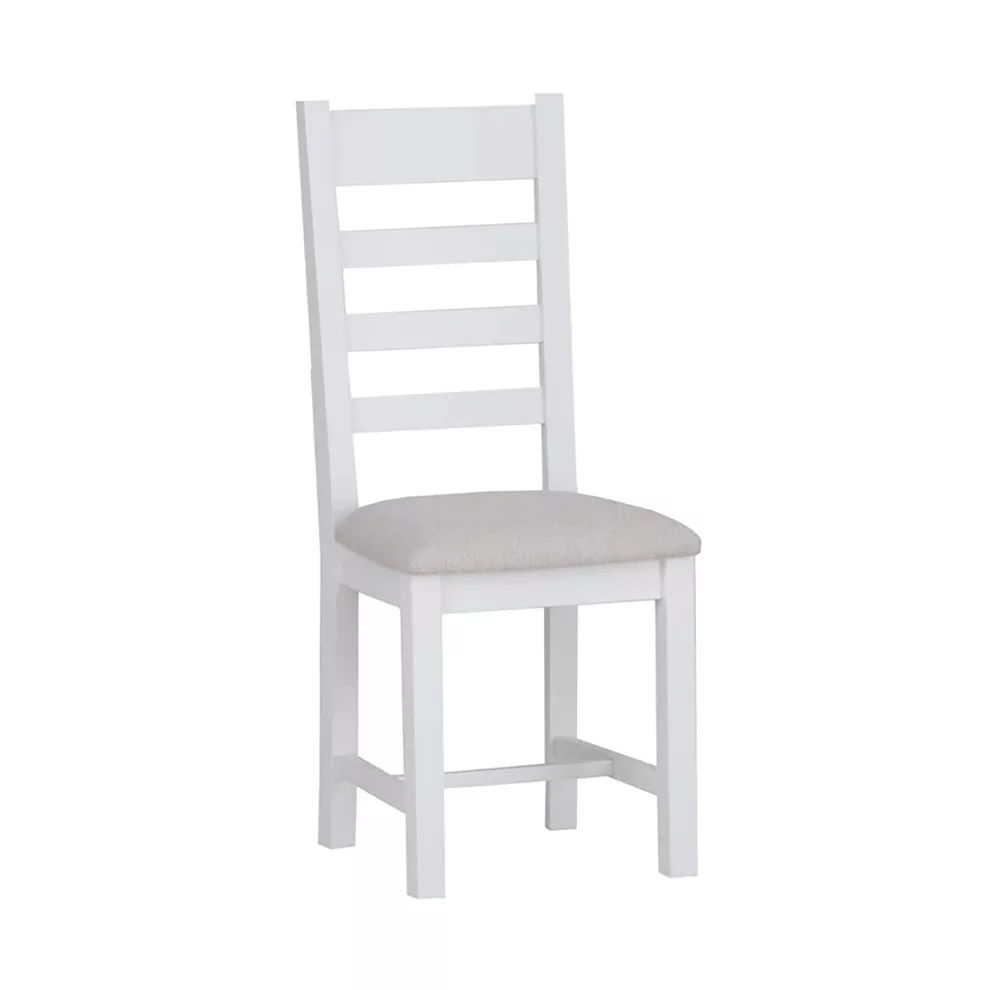 Eddington White Ladder Back Chair Fabric Seat