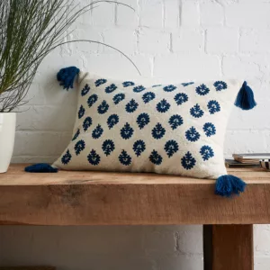 Pineapple Elephant Raya Tassel Cushion - Blue