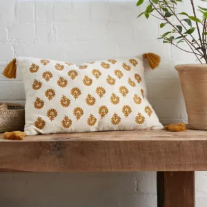 Pineapple Elephant Raya Tassel Cushion - Ochre