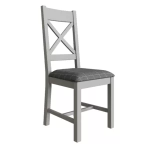 Heritage Grey Crossback Chair with Fabric Seat in Check Grey