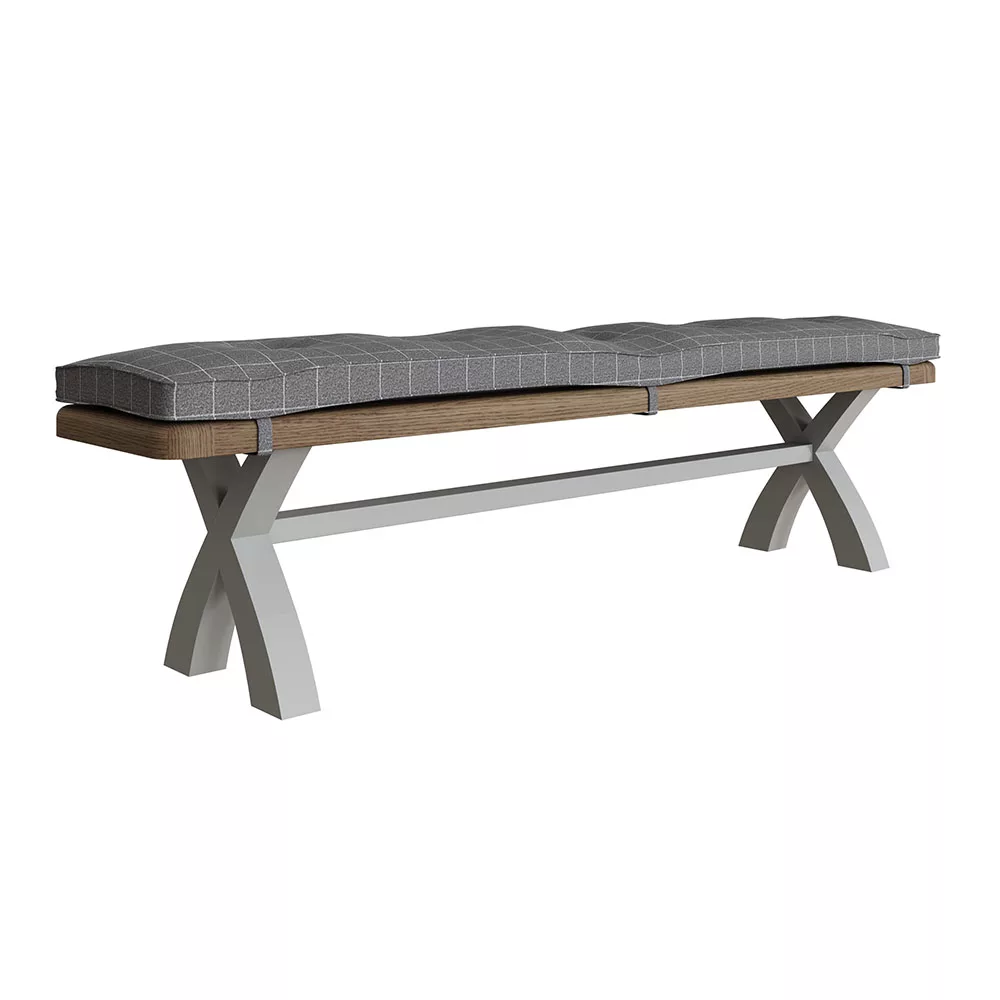 Heritage Grey 2.0m Bench Cushion Only Grey Check