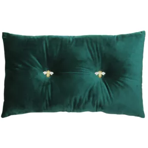 Paoletti Bumble Bee Velvet Emerald 30x50cm Cushion