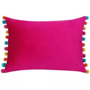 Paoletti Fiesta Velvet Hot Pink/Multi 30x50cm Cushion