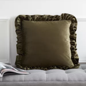 Catherine Lansfield Velvet Touch Filled Cushion 43 x 43 – Olive