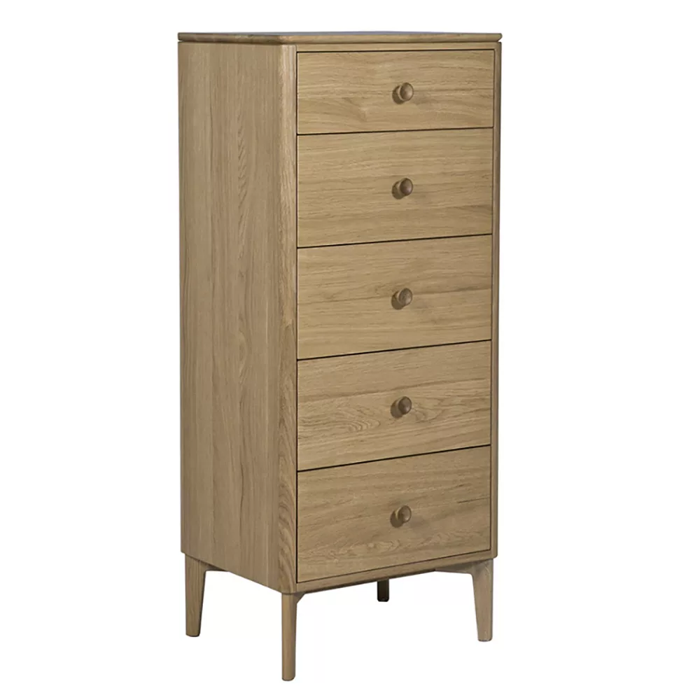 Millie Oak 5 Drawer Tall Chest