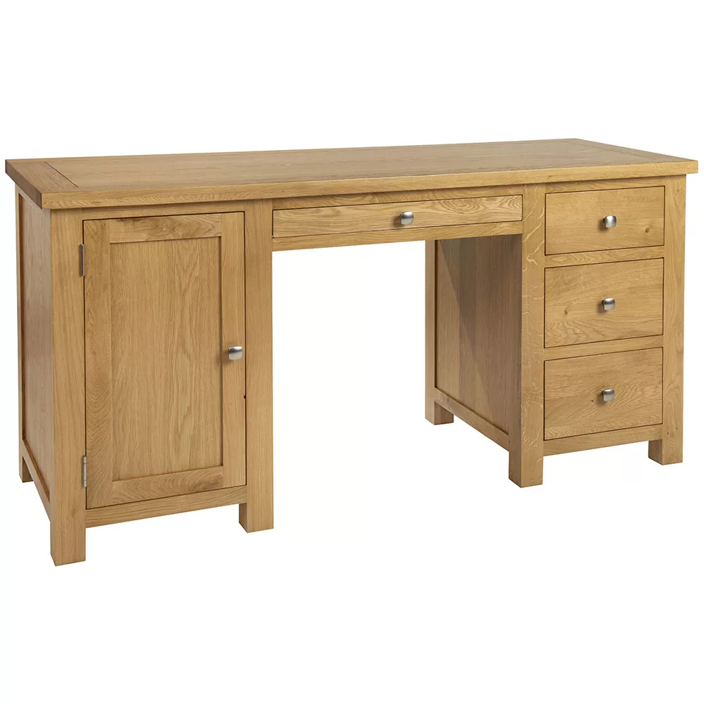 Maiden Oak Double Pedestal Desk