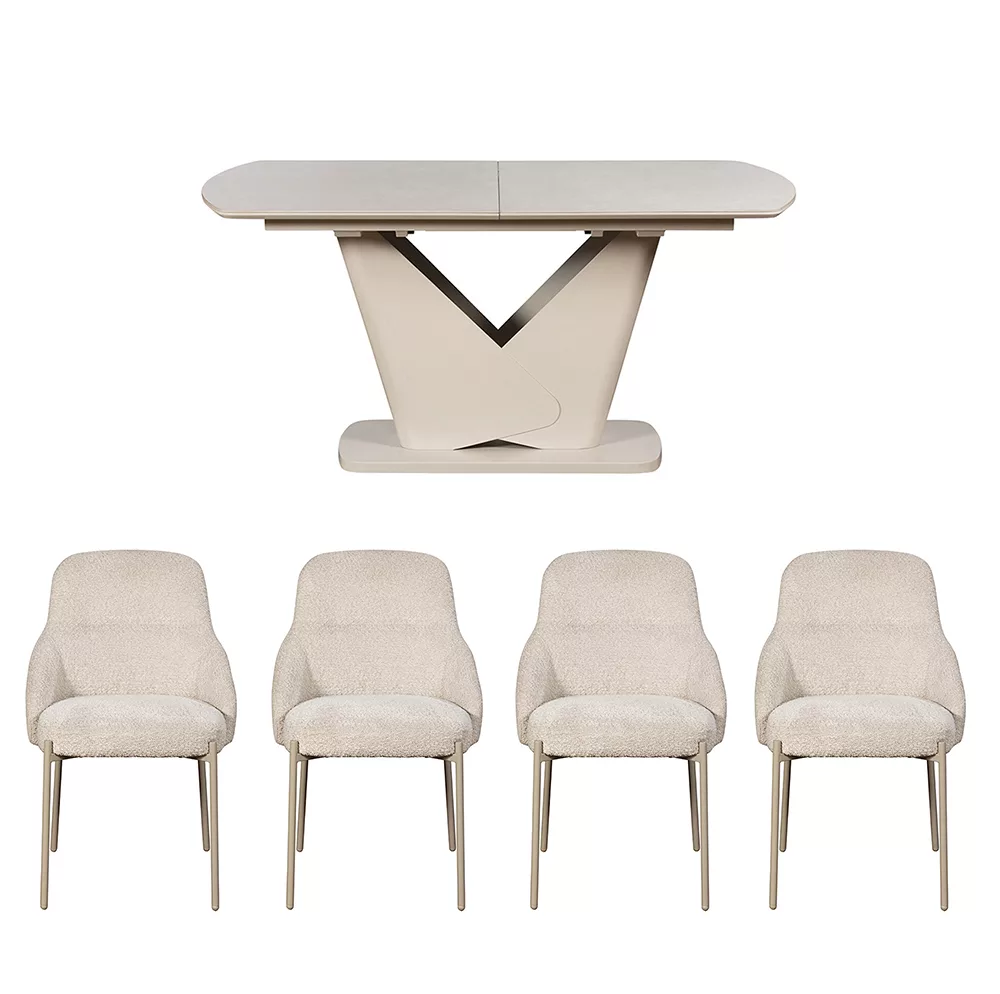 Quistello Extending Dining Table & 4x Chairs Set