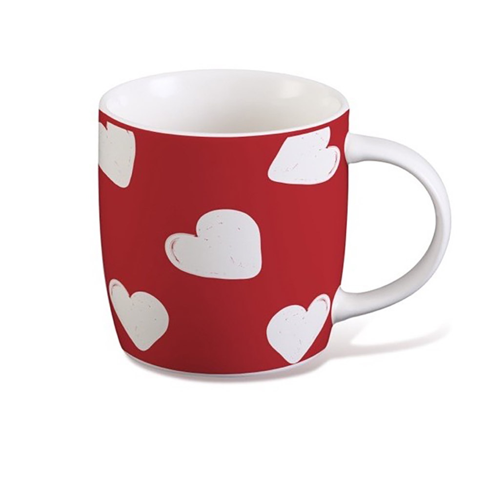 Simply Home White Heart on Red Mug