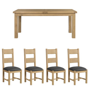 Danesbury Oak Extending Dining Table & 4 PU Chairs