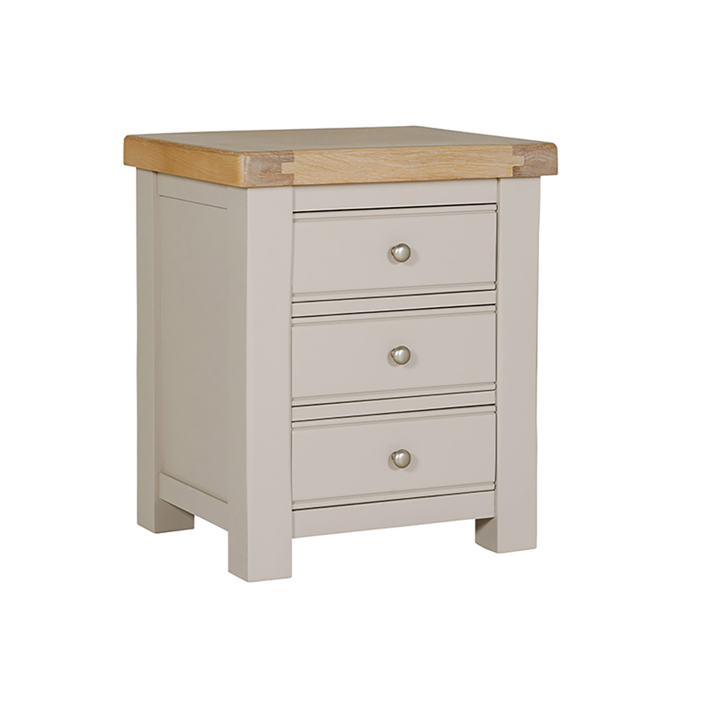 Danesbury Taupe 3 Drawer Bedside Table 