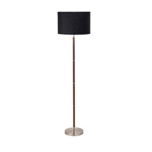 Gianni Brushed Silver and Wood Effect Floor Lamp