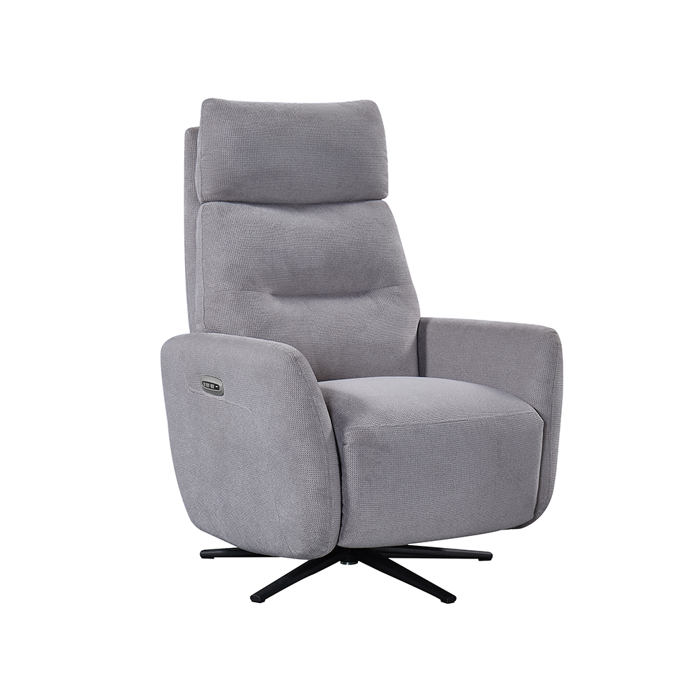 Siena Power Swivel Recliner Chair - Pewter Fabric 