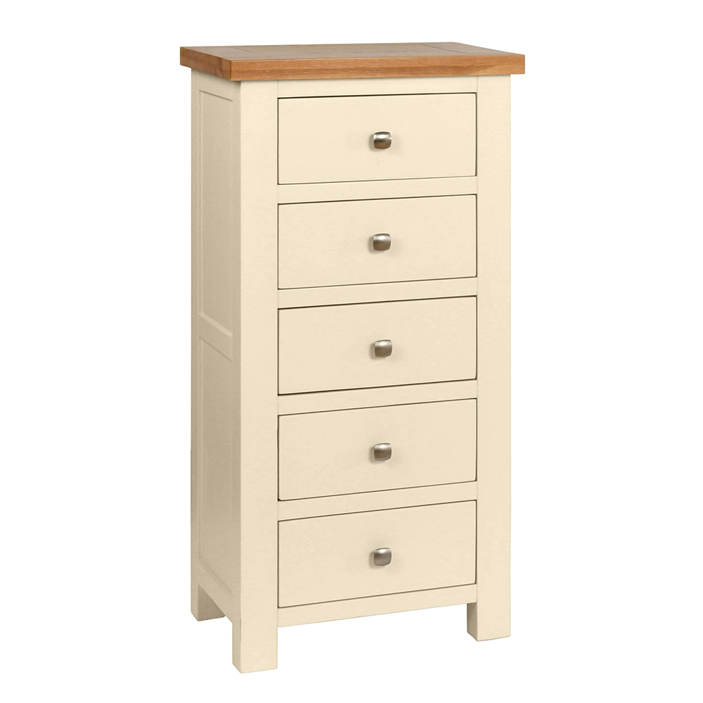 Maiden Oak Painted 5 Drawer Tall Chest