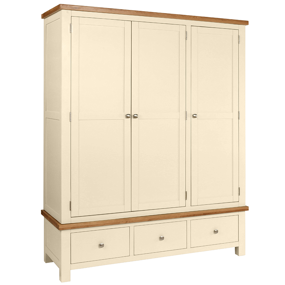 Maiden Oak Painted Triple Robe with 3 Drawers