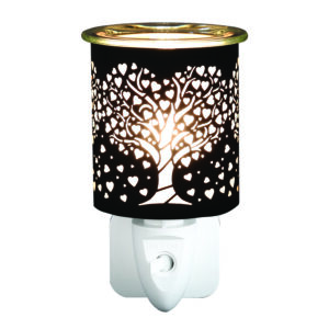 Wax Melter Plug In - Black & Gold Silhouette Heart Tree 13cm