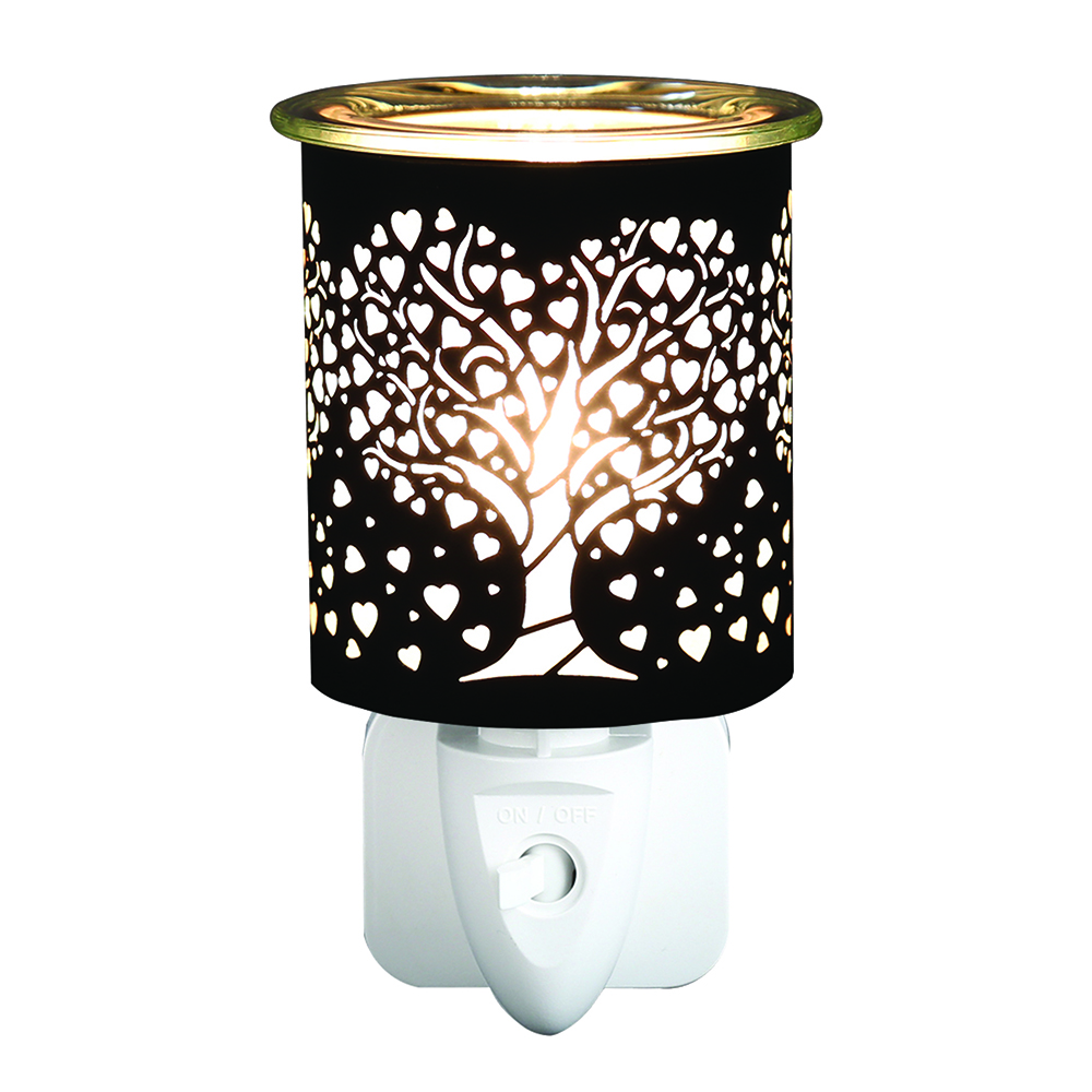 Wax Melter Plug In - Black & Gold Silhouette Heart Tree 13cm