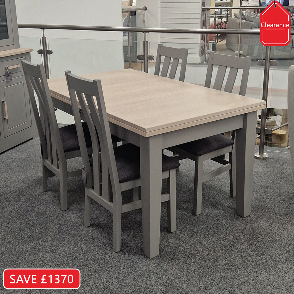 Modo 5x3 Table & 4 Slat Back Chairs Set